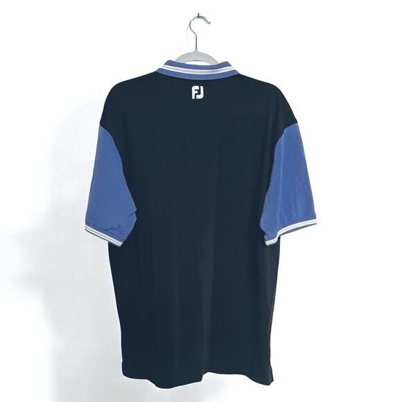 FootJoy Golf Polo Mens Jersey M Black Blue Preppy Embroidered Logo - Picture 3 of 8